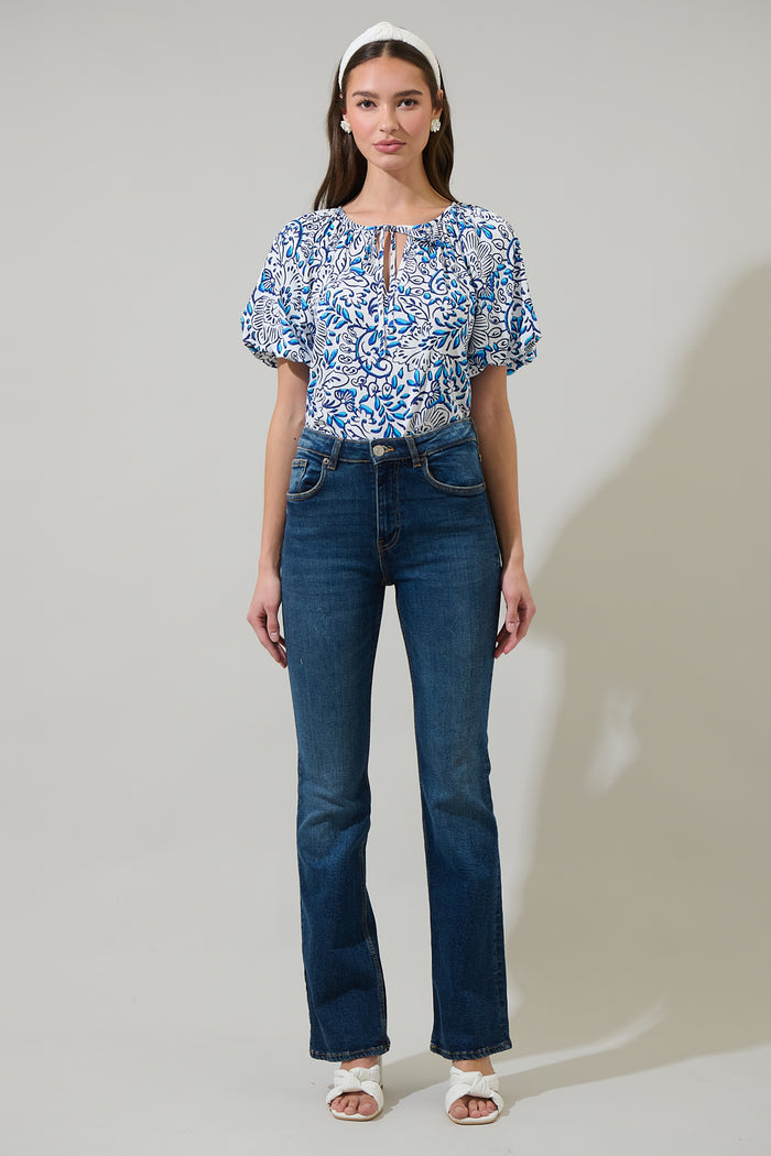 Mize Floral Overseas Balloon Sleeve Top