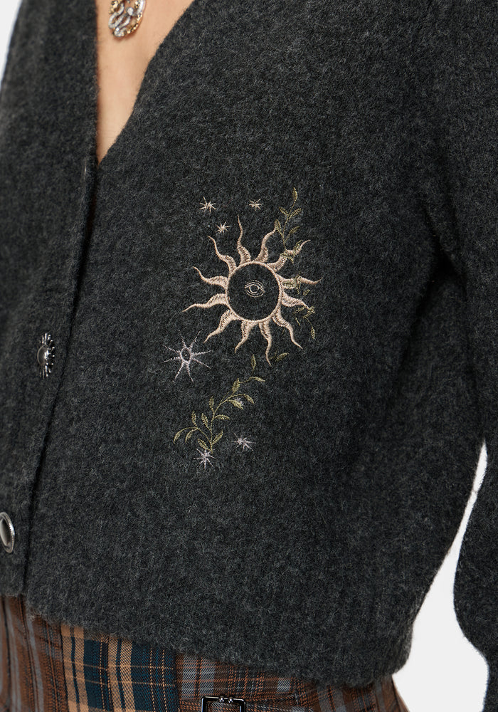 Mogor Celestial Embroidered Knit Cardigan