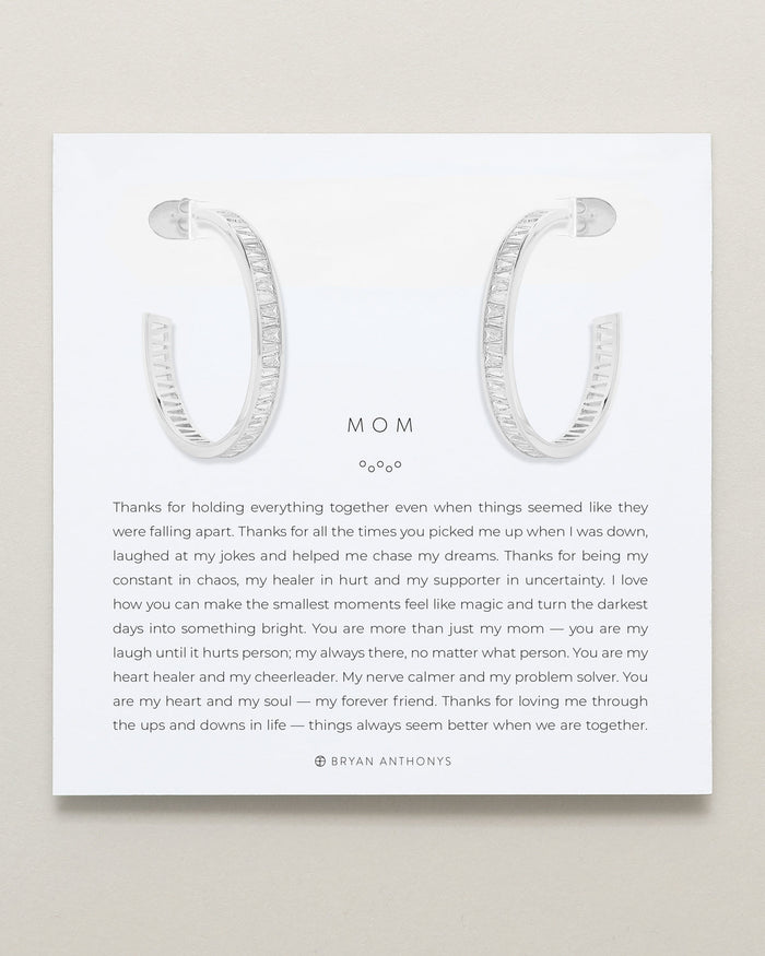 Mom Baguette Maxi Hoop Earrings