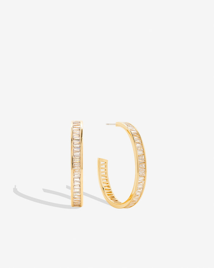 Mom Baguette Maxi Hoop Earrings