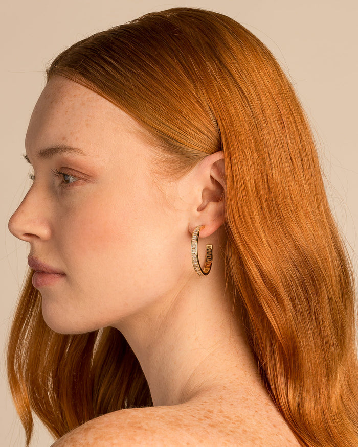 Mom Baguette Maxi Hoop Earrings