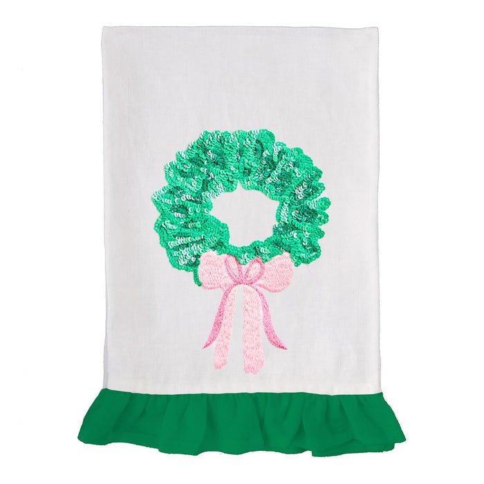 MS - Tea Towel Sequin Wreath