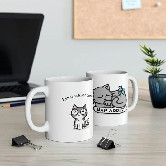 Mug chat kawaii Nap Addict humour – cadeau amoureux chats