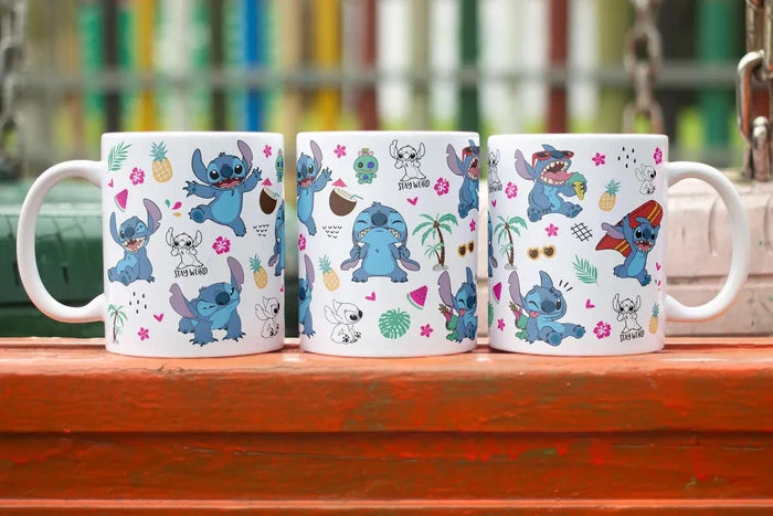 Mug style Stitch tropical kawaii – design été enfant