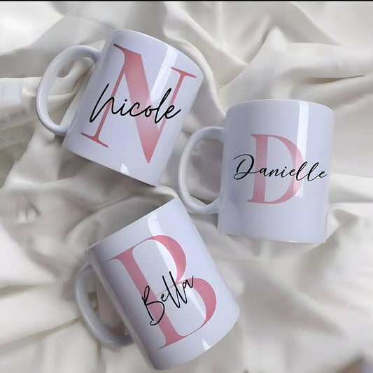 Mug personnalisé initiale et prénom – cadeau élégant