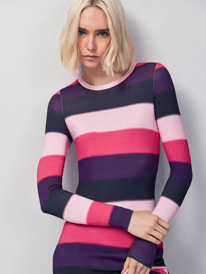 Multi Blurred Stripe Jersey Dress