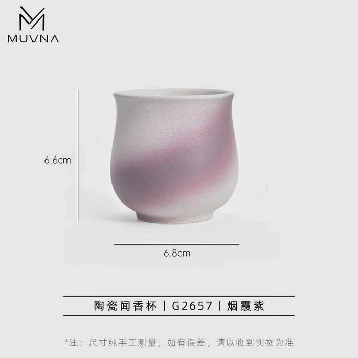 The ceramic smelling cup is purple