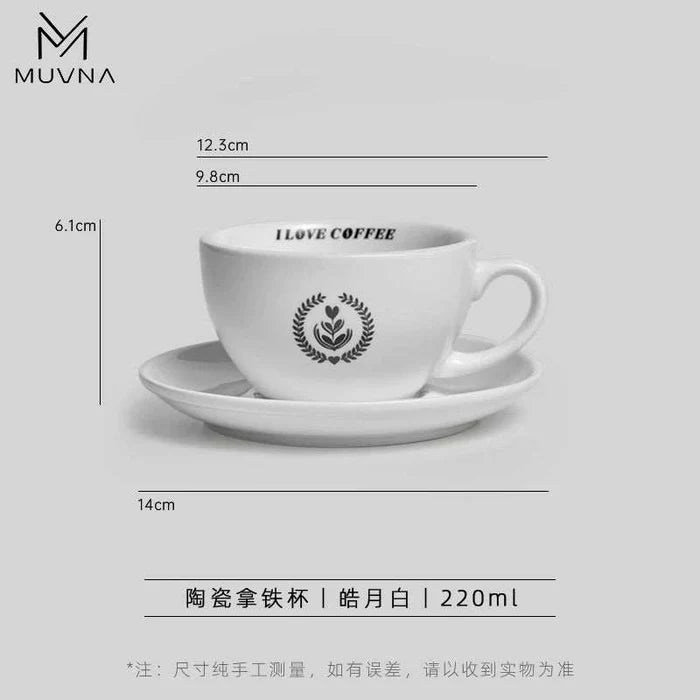 MUVNA Ceramic Latte Cup and Saucer Set.