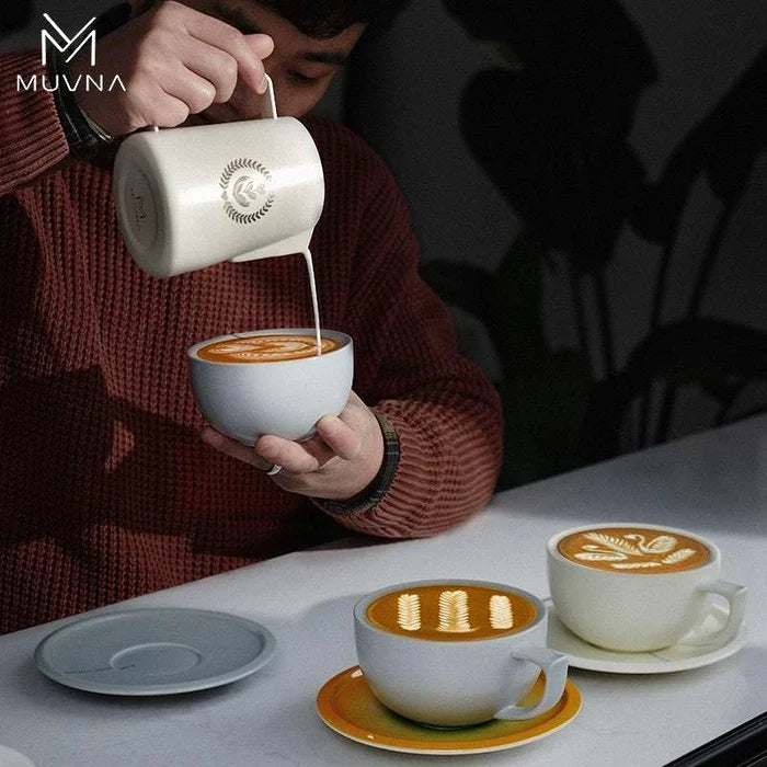 MUVNA Ceramic Latte Cup Embossed Art.