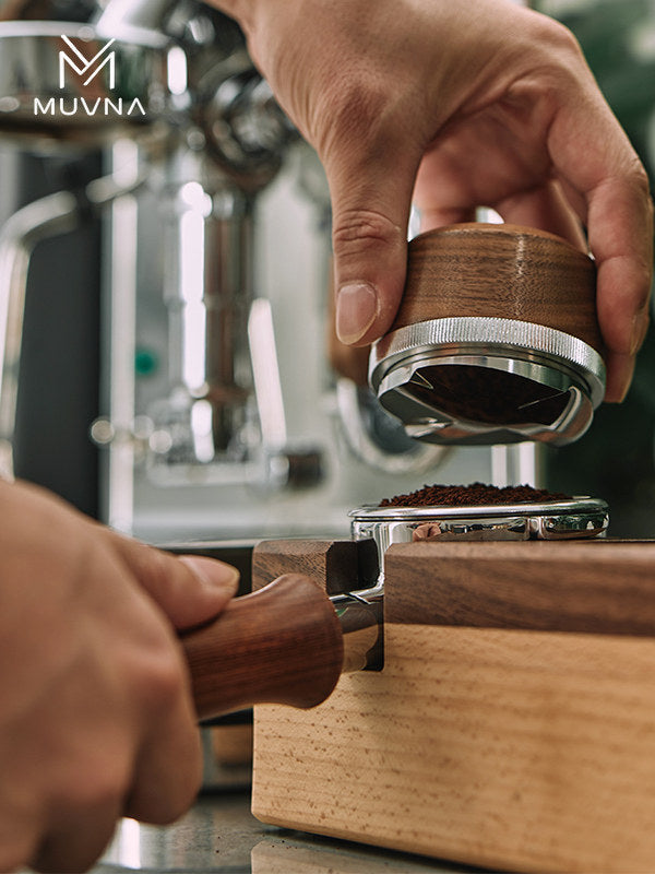 MUVNA Espresso Maker Cloth Compactor 304 Stainless Steel Walnut Adjustable Compactor 51 53 58mm