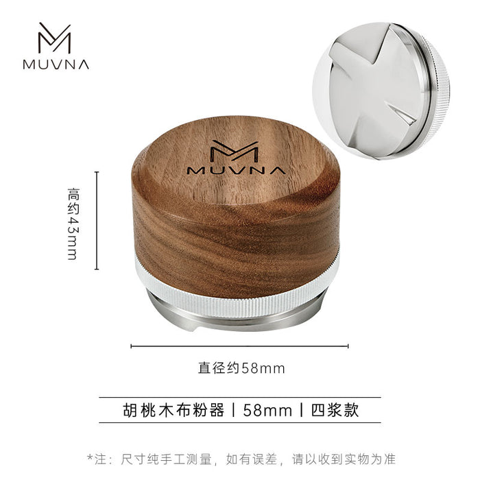 MUVNA Espresso Maker Cloth Compactor 304 Stainless Steel Walnut Adjustable Compactor 51 53 58mm