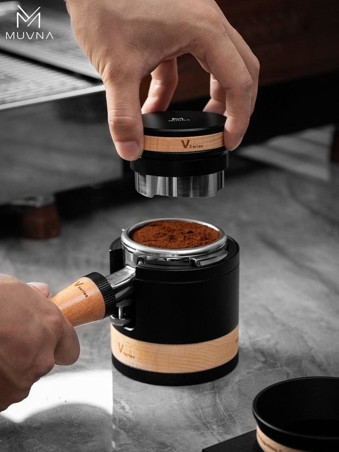 MUVNA Italian Coffee Gravity Three-Piece Set: Powder Press, Base, Needle Spreader, Coffee Machine Handle