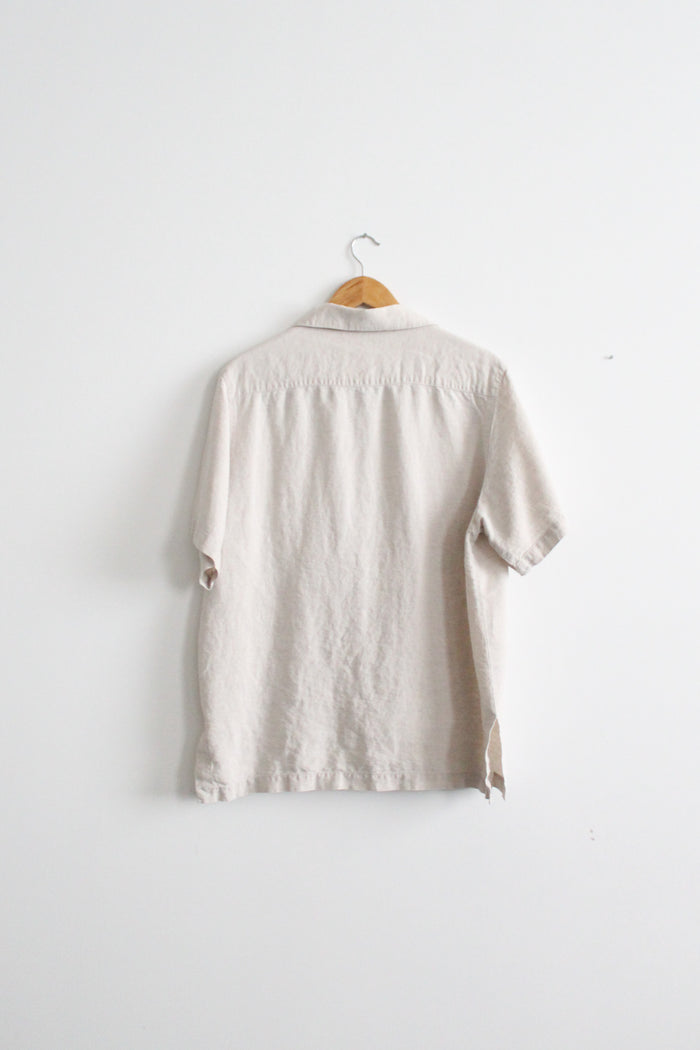 natural linen button up