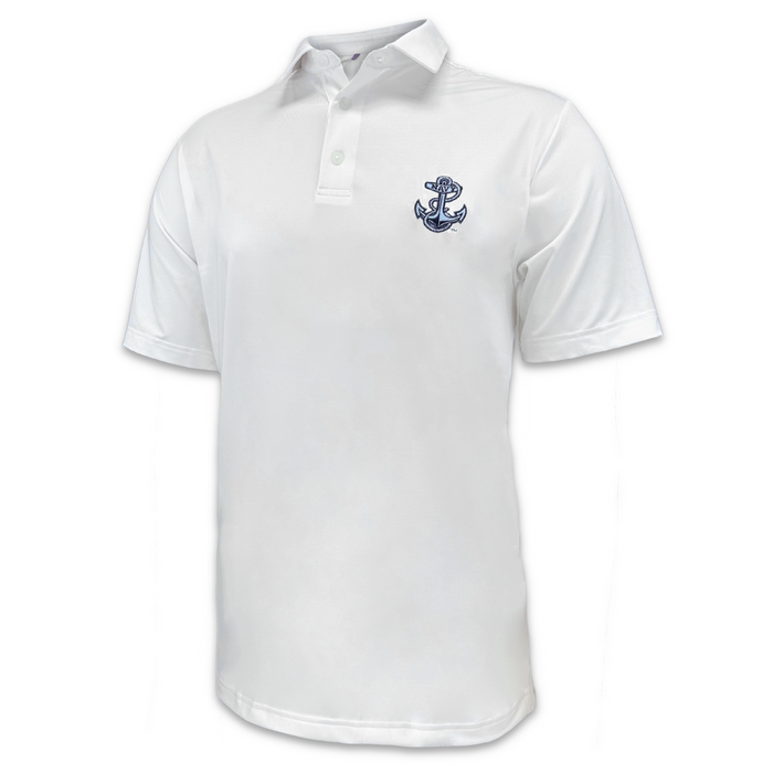 Navy Tonal Anchor Under Armour Performance Polo (White)