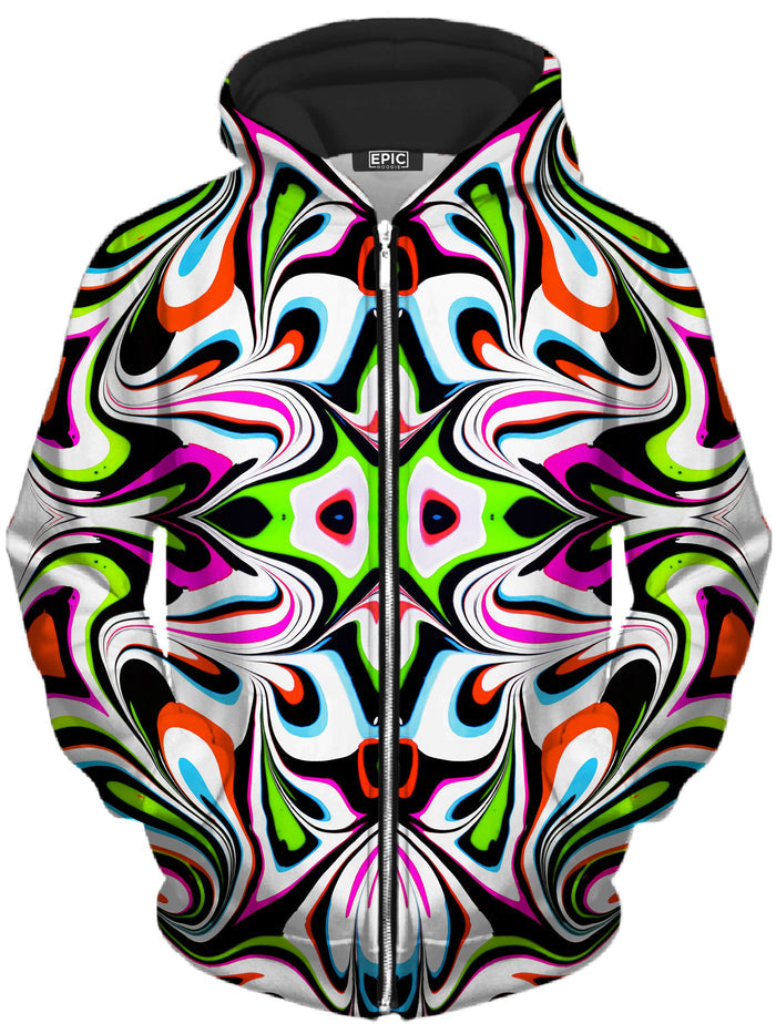 Neon Zebra Portal Unisex Zip-Up Hoodie Psychedelic Pourhouse Epic Hoodie