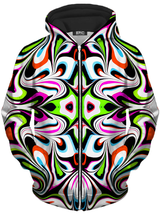 Neon Zebra Portal Unisex Zip-Up Hoodie Psychedelic Pourhouse Epic Hoodie