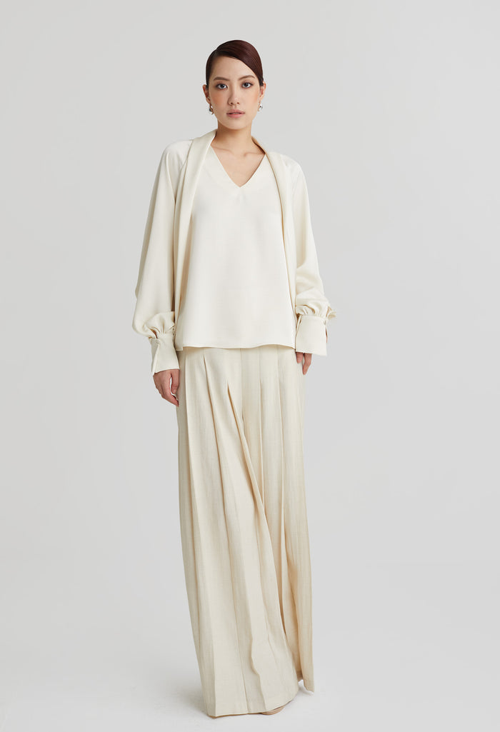 nichii X NURITA HARITH Scarf Flou V-Neck Top