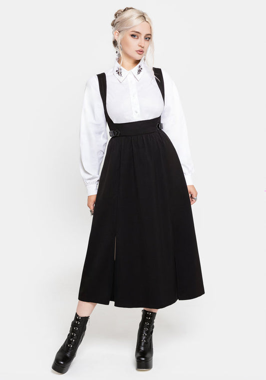 Nightingale Pinafore Midi Dress - Black