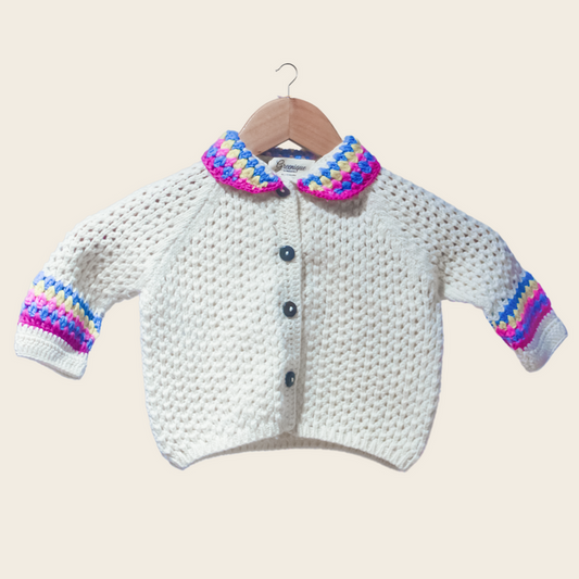 Niji Baby Cardigan | Handknitted 100% Wool, Cozy, Allergy-Free Design - Mojopanda Organic  Store