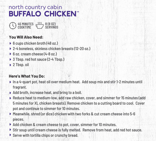 North Country Cabin Buffalo Chicken Soup - SALE