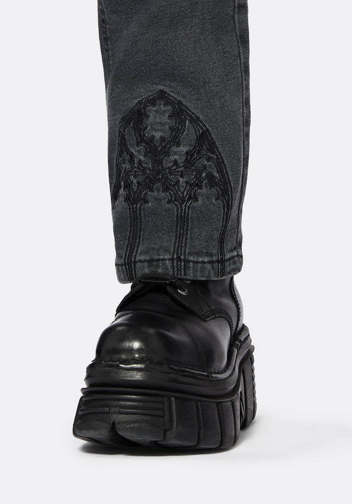 Occult Embroidered Straight Leg Jeans