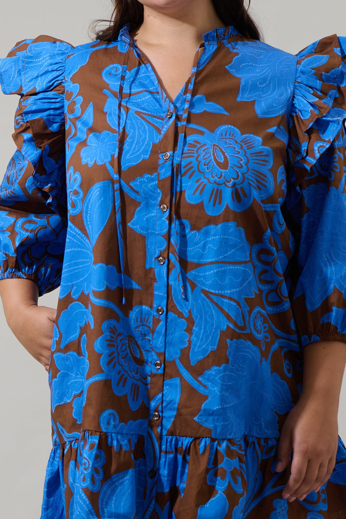 Ofelia Floral Sammy Ruffle Drop Waist Dress Curve
