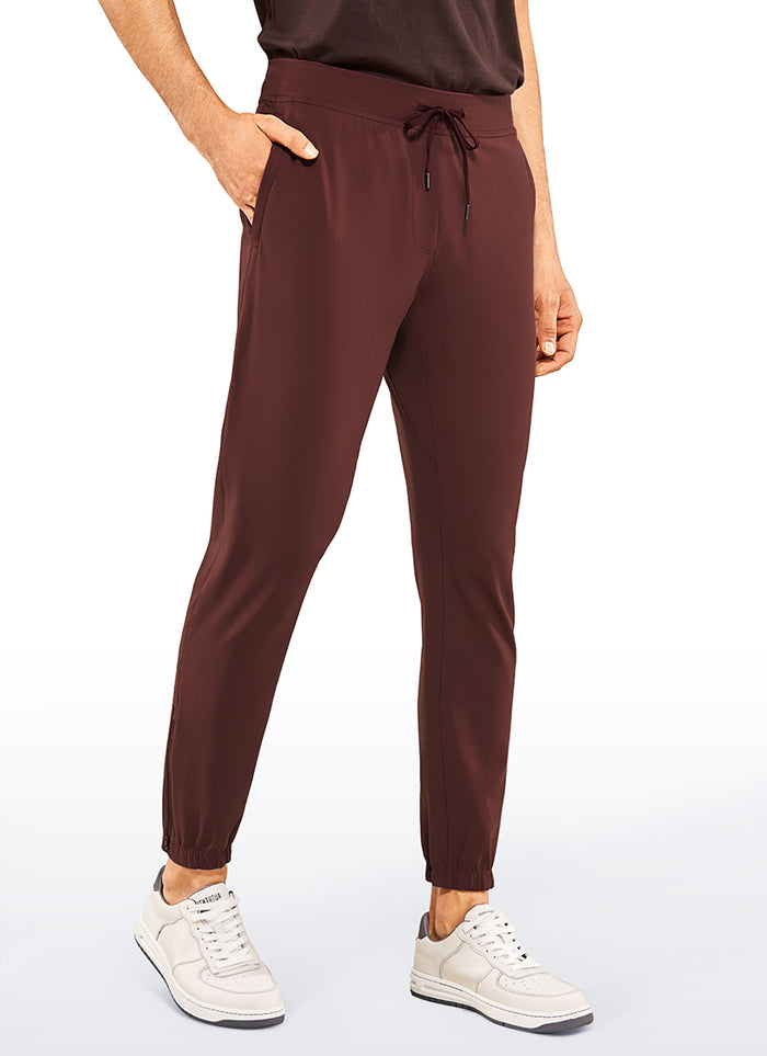 CRZ YOGA Men's Run Slim Fit On the Travel Joggers 30''- Ankle Zipper Dark Red 2