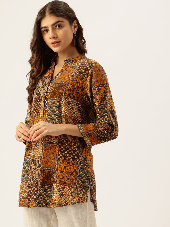 Orange Ethnic Motifs Printed Tunic