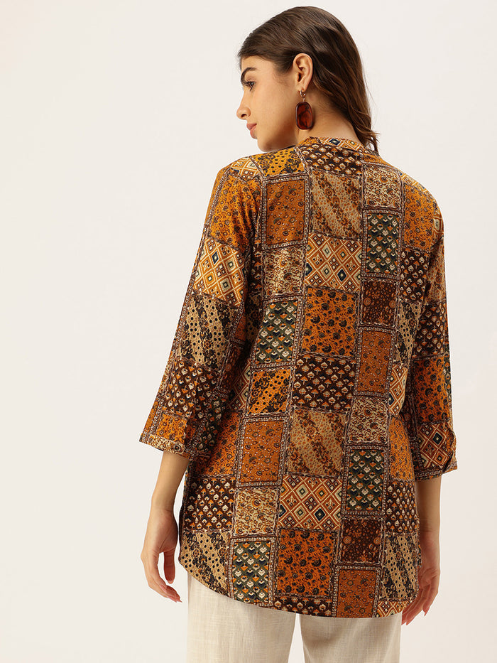 Orange Ethnic Motifs Printed Tunic