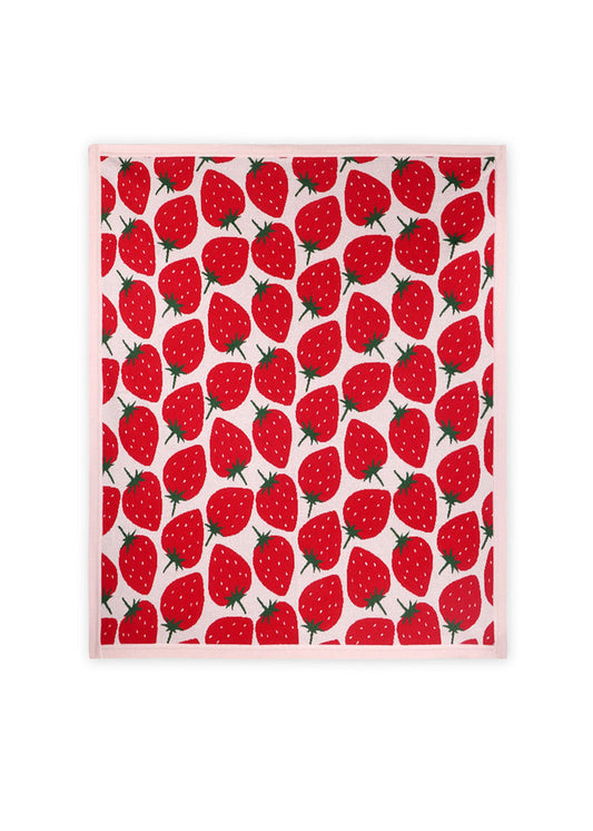 Organic Jacquard Sweater Knit Baby Blanket - Strawberry Fields