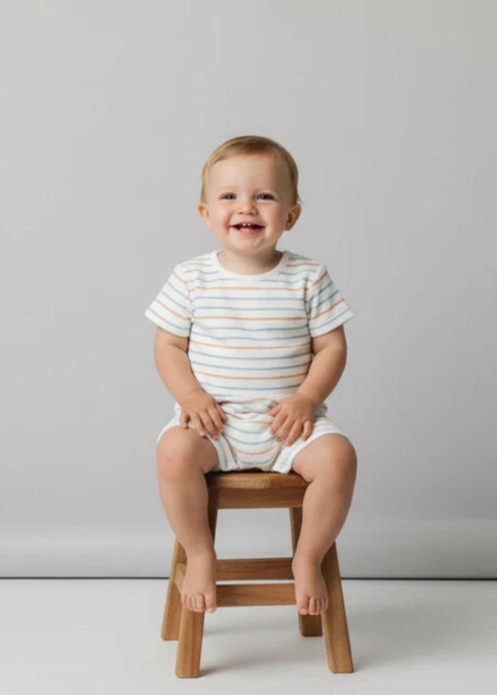 Organic Short Romper - Cabana Stripes