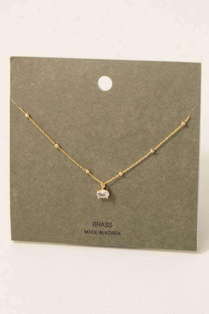 Oval Gem Pendant Necklace