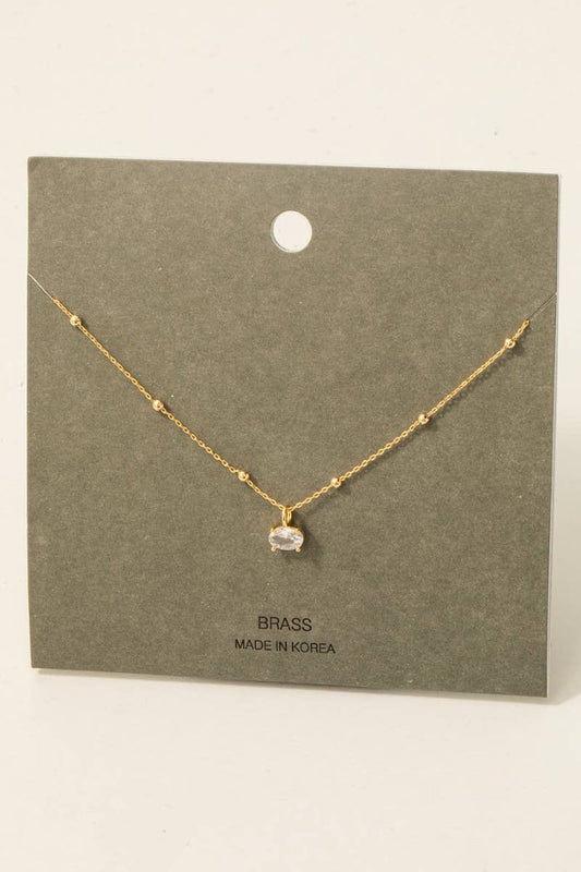 Oval Gem Pendant Necklace