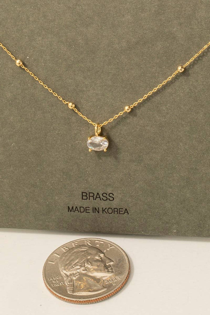 Oval Gem Pendant Necklace