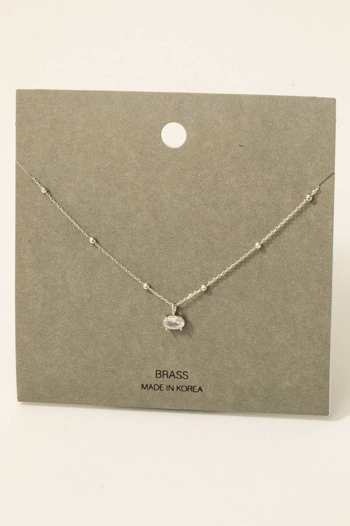 Oval Gem Pendant Necklace
