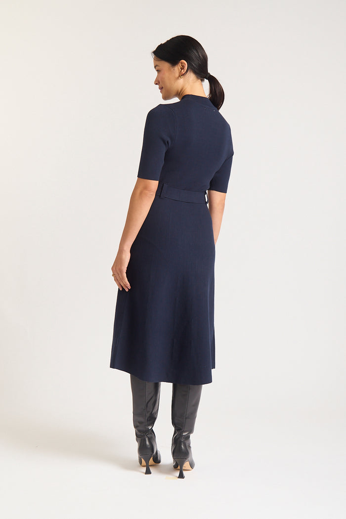 Parker Crepe Dress In Navy