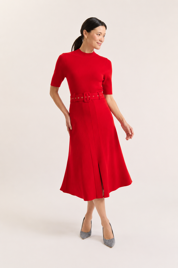 Parker Crepe Dress In Red