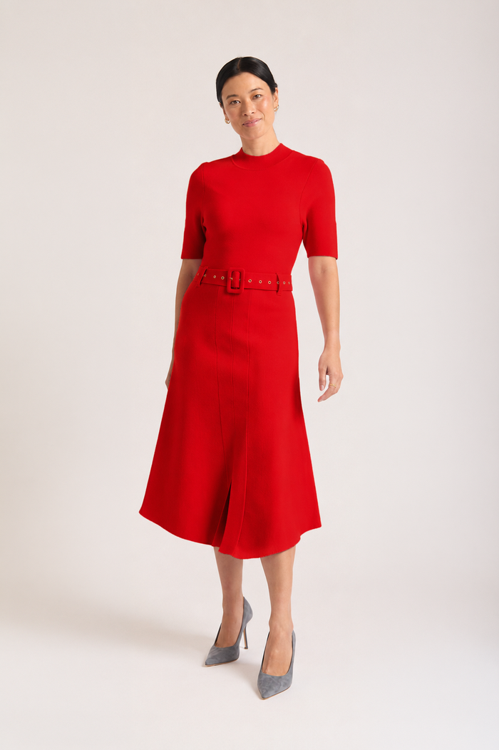 Parker Crepe Dress In Red