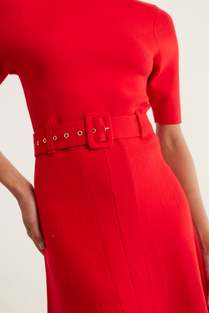 Parker Crepe Dress In Red