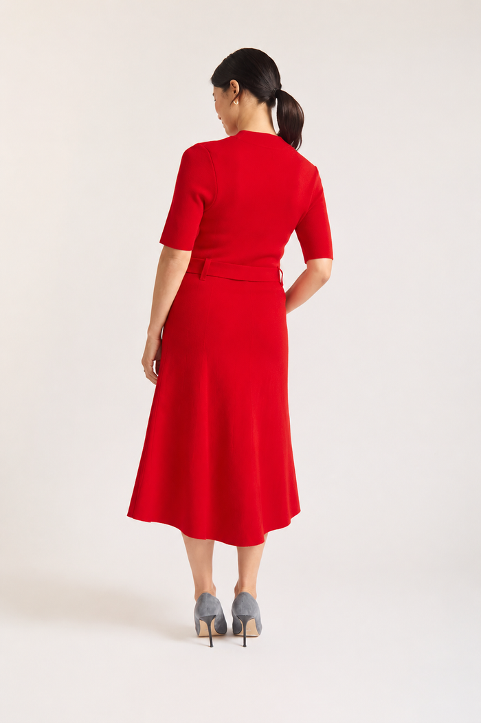 Parker Crepe Dress In Red