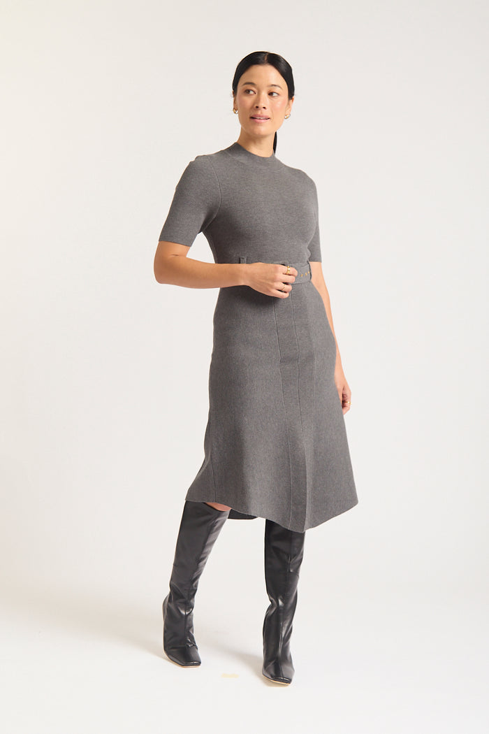 Parker Crepe Dress In Shadow
