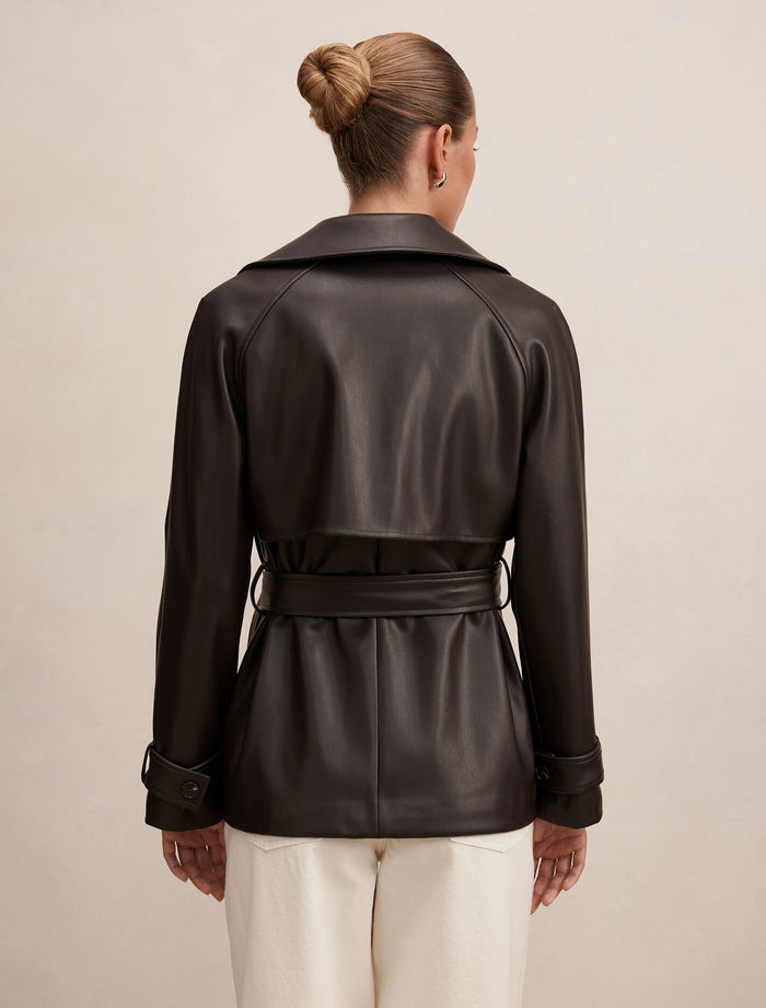 Payton Short PU Trench Coat Forever New