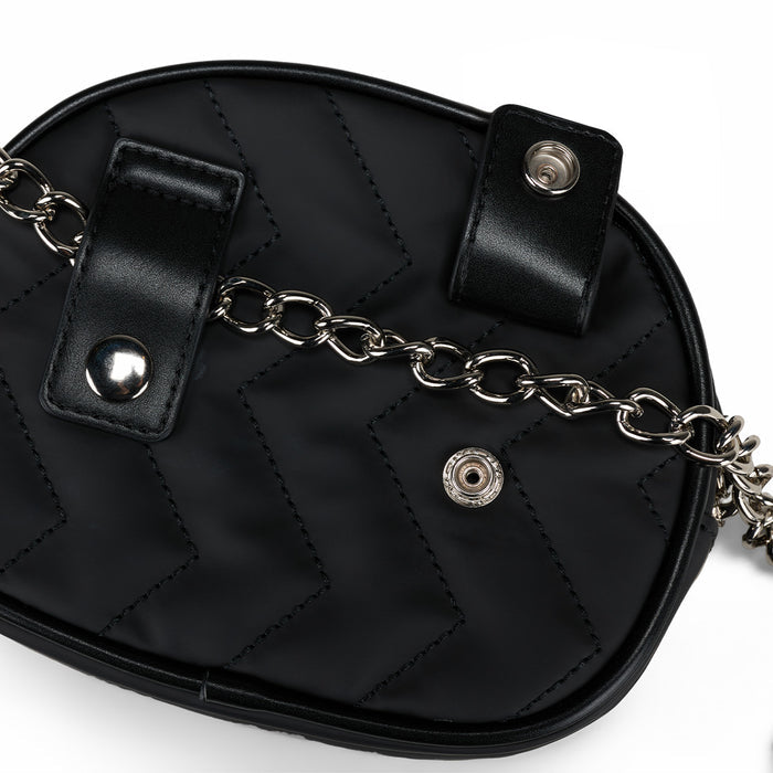 Pearl Chain Quilted Hip Bag (Black)
