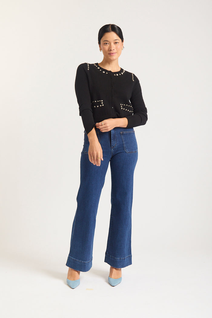 Peridia Merino Cashmere Cardigan In Black