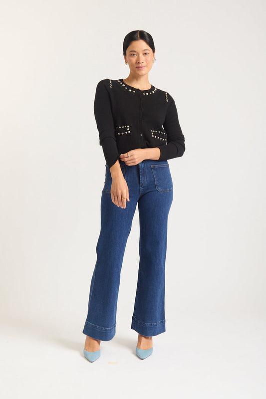 Peridia Merino Cashmere Cardigan In Black