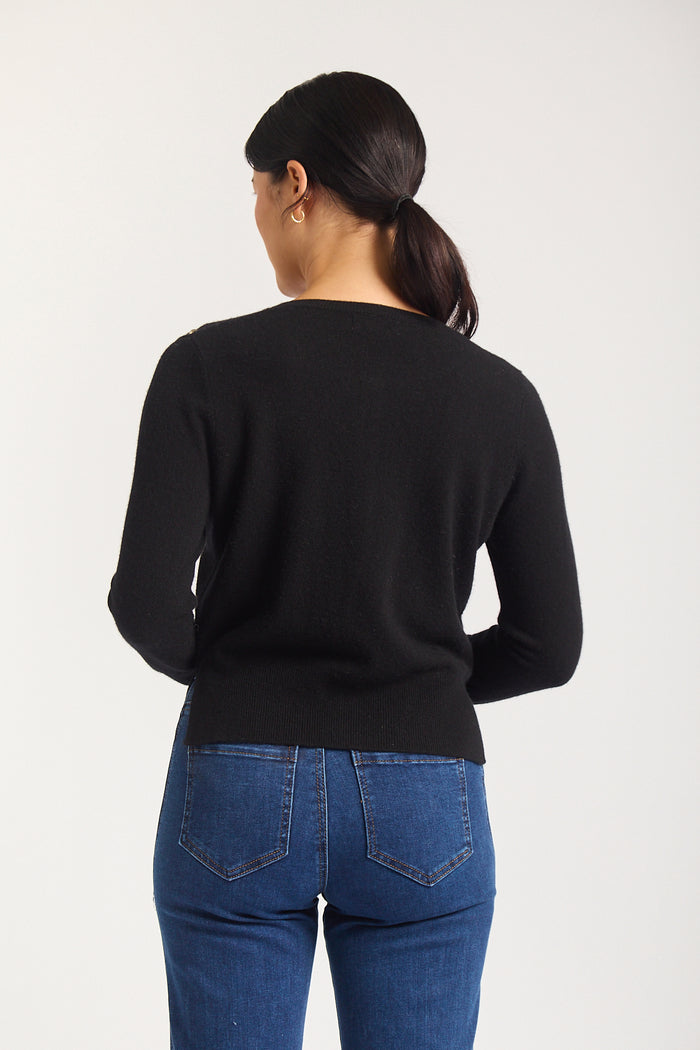 Peridia Merino Cashmere Cardigan In Black