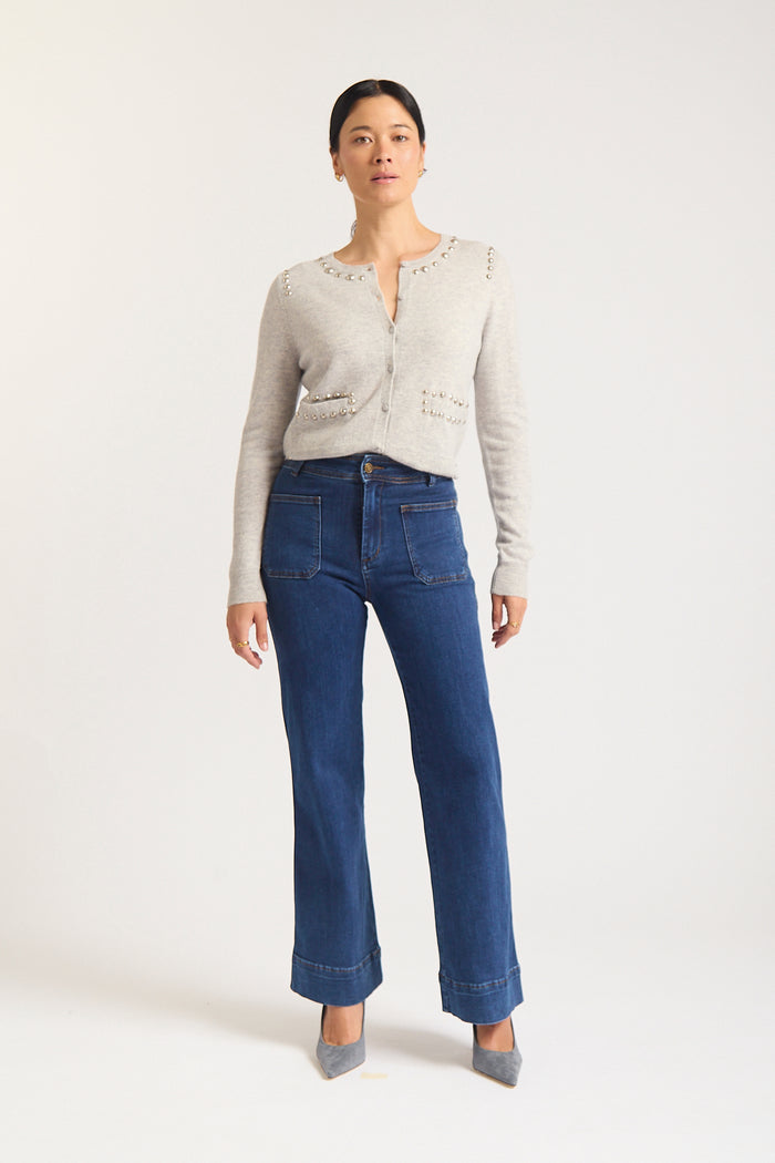 Peridia Merino Cashmere  Cardigan In Mineral Grey