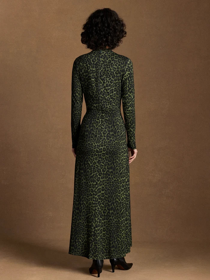 Petite Green Animal Print Keyhole Dress