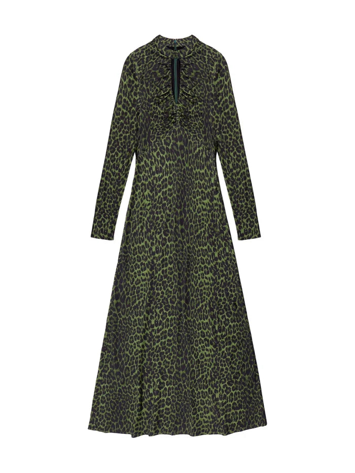 Petite Green Animal Print Keyhole Dress