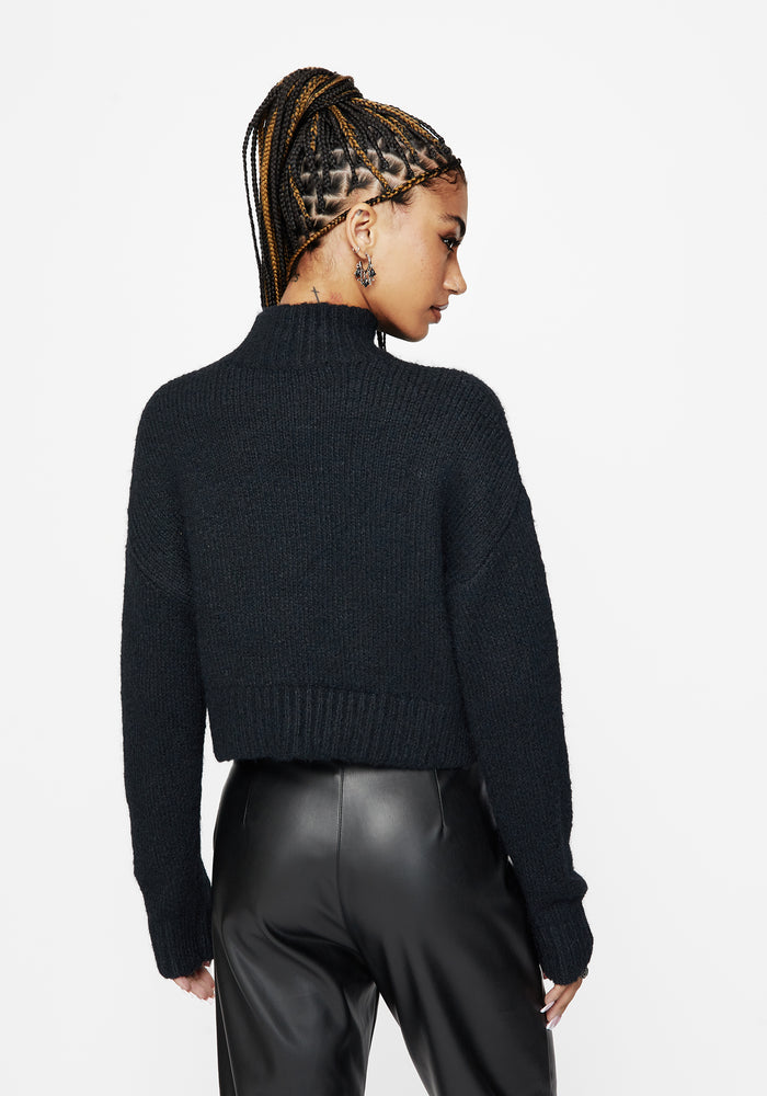 Phantom Cotton Embellished Cross Crop Jumper